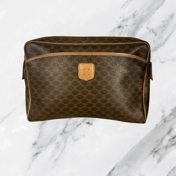 Celine Authentic Macadam PVS Leather Coated Clutch Pouch Bag - Picture 1 of 14